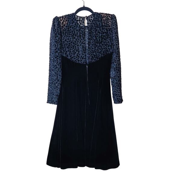 Vtg Niki Originals Black Velvet Burnout Fit & Flare Prom Dress 8 Whimsigoth - Picture 2 of 14